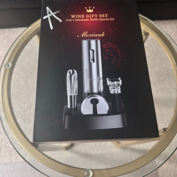 Moriank Electric Wine Opener 6-in-1 Gift Set | Automatic Corkscrew | NIB - Picture 1 of 5